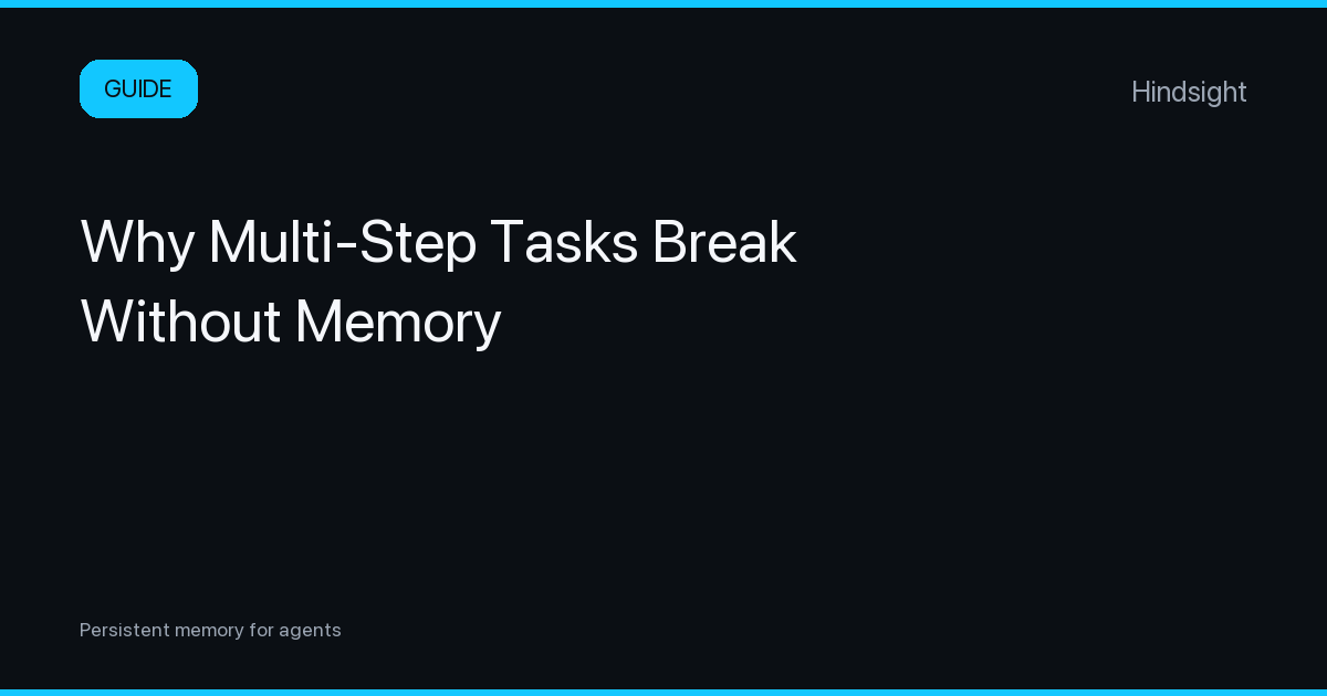Why Multi-Step Tasks Break Without Memory