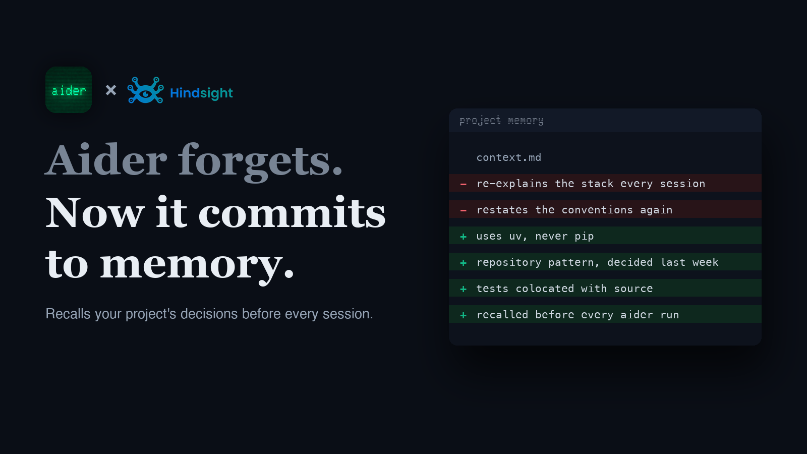 Give Aider a Memory That Outlives the Session